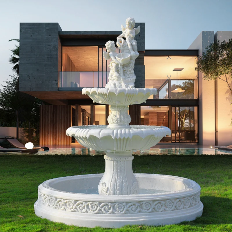 Flowing water fountain ornament large outdoor fish pond balcony garden water feature home wedding decoration opening gift