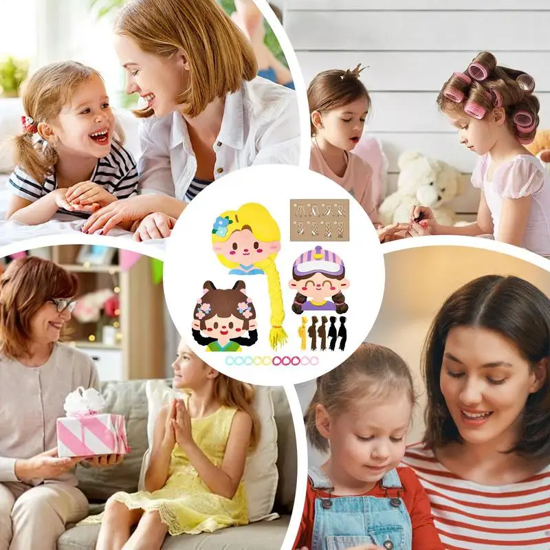 Braid Hair Busy Book Prinzessin Lehrmaterial Braid Hair Busy Book Sortierspielzeug Handgefertigtes Motorikfilz Flechtspielzeug für