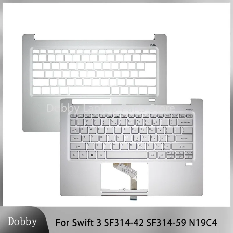 Brand New For Swift 3 SF314-42 SF314-59 N19C4 Laptop Palmrest Upper Cover Top Case With Keyboard Replacement Silvery AM2WG00400