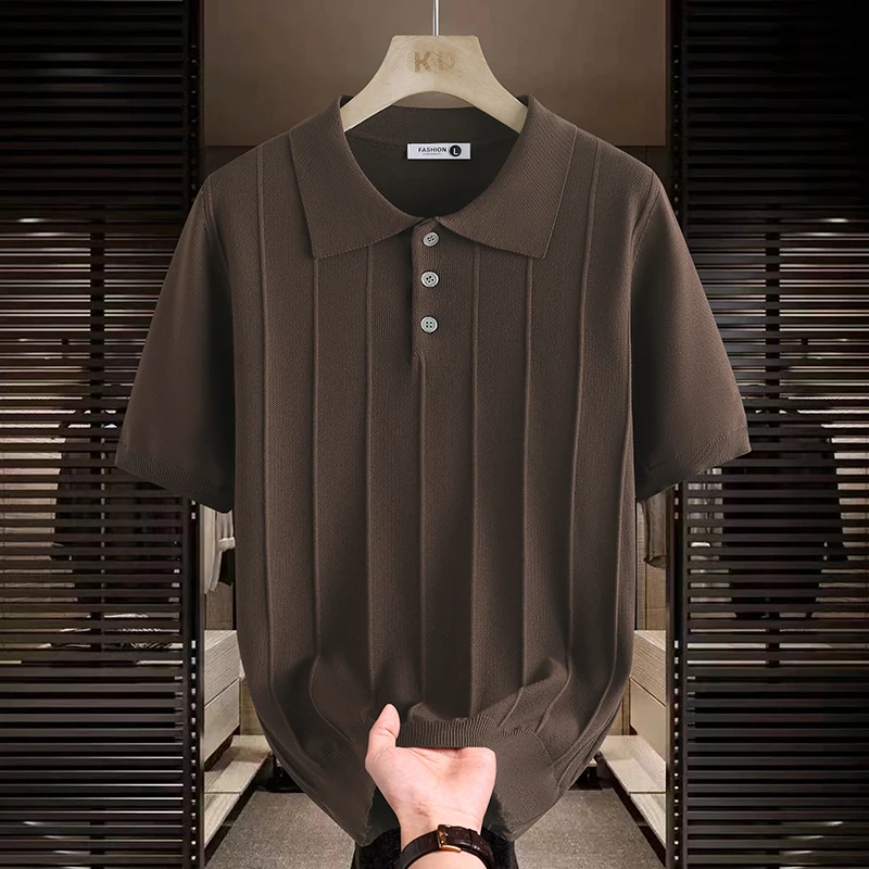 

Высококачественная летняя вязаная рубашка-поло для мужчин: дышащая, удобная, повседневная, деловая, для уличной моды