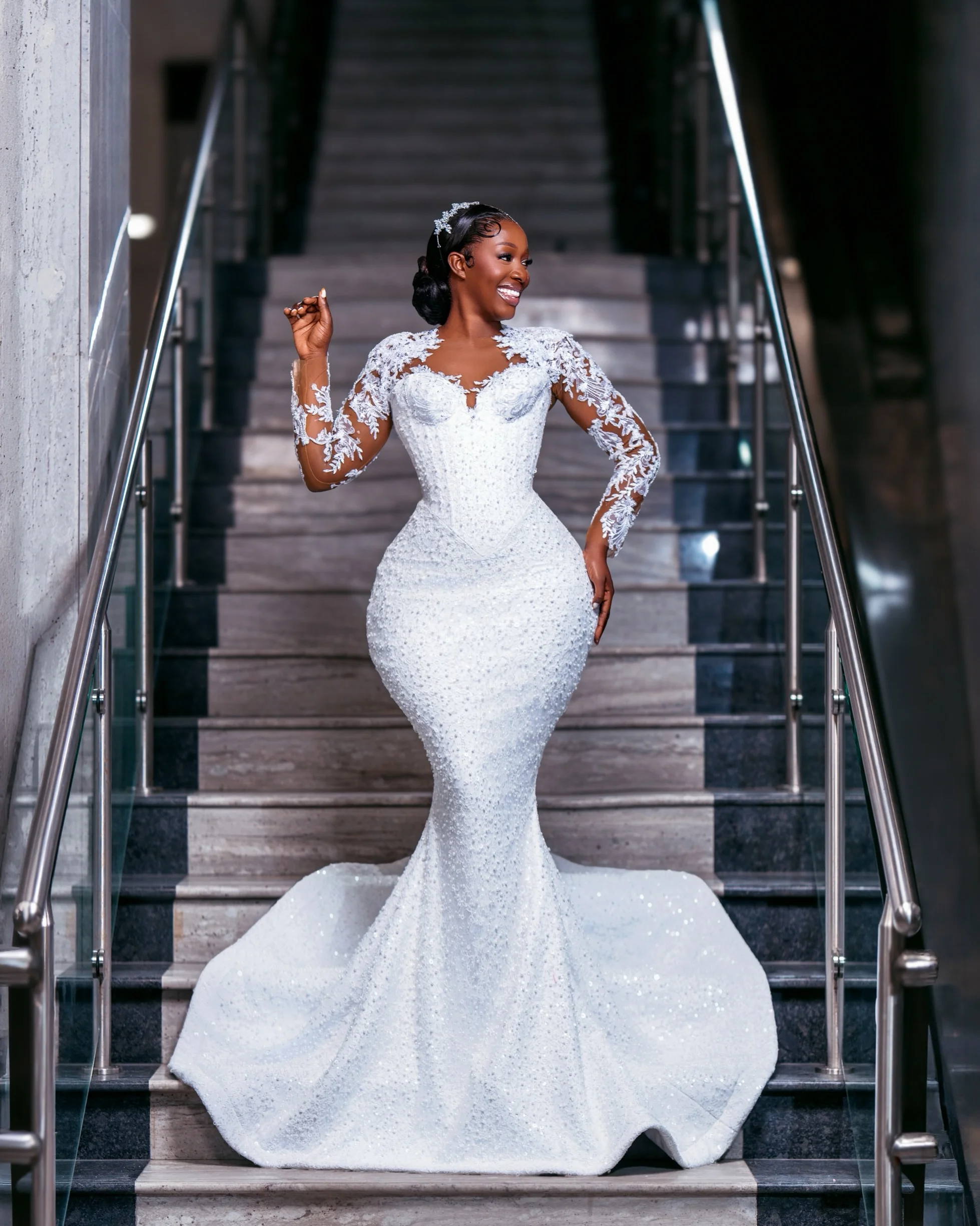 Strapless Sweetheart Lace Wedding Dress Corset Back Ball Gown Cathedral Train Luxury Bridal Gown Vestido De Novia Customized