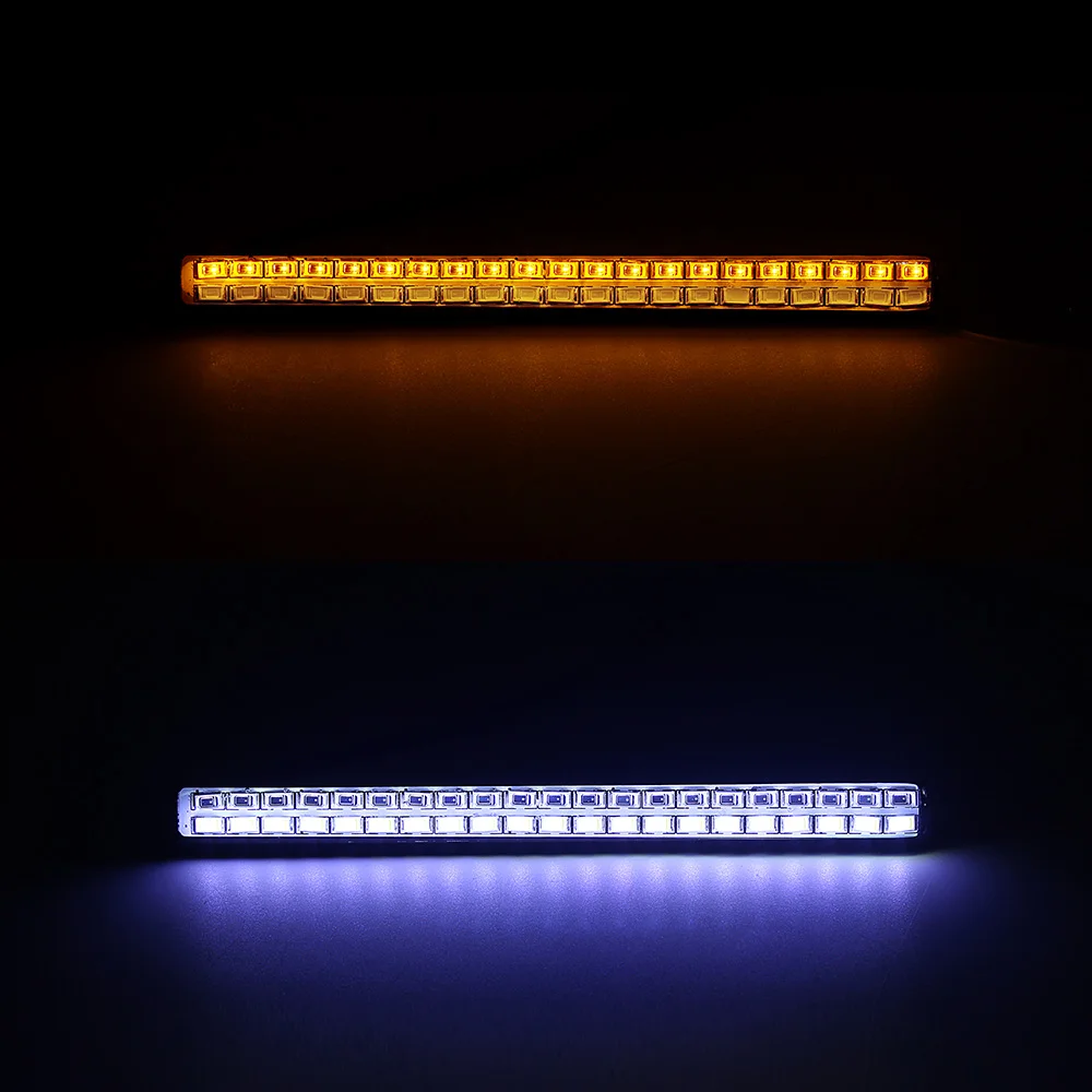 

Universal Car LED Daytime Running Lights Turn Signal Indicator Light 2Pcs DC 12V DRL White & Amber Car Styling 42 LED Chips