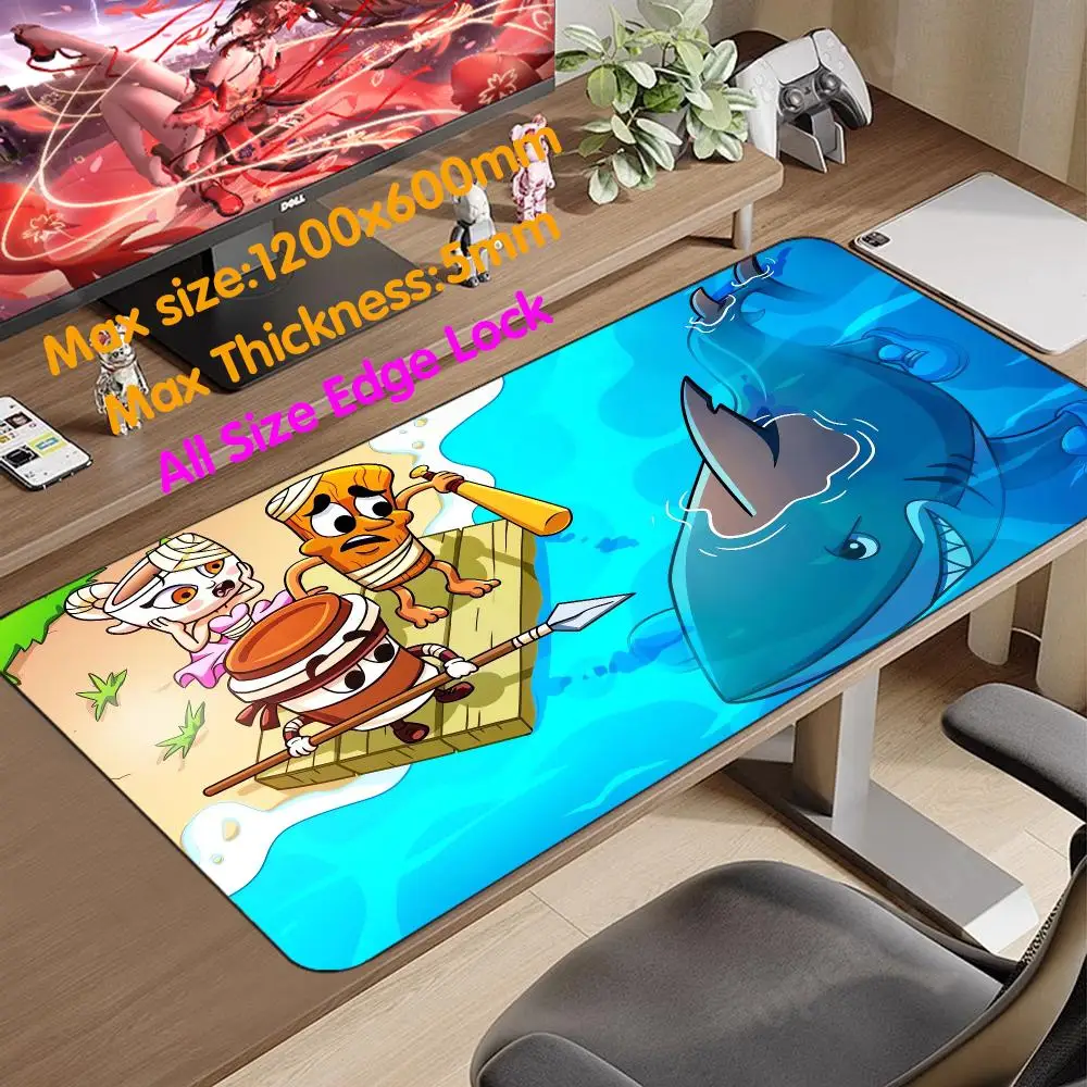 Tung Sahur Mouse Pad 1200x600 Mouse Pad 5mm Gamers All Mouse Gamer Keyboard Carpet Size Edgelock Rubber Mouse Mat