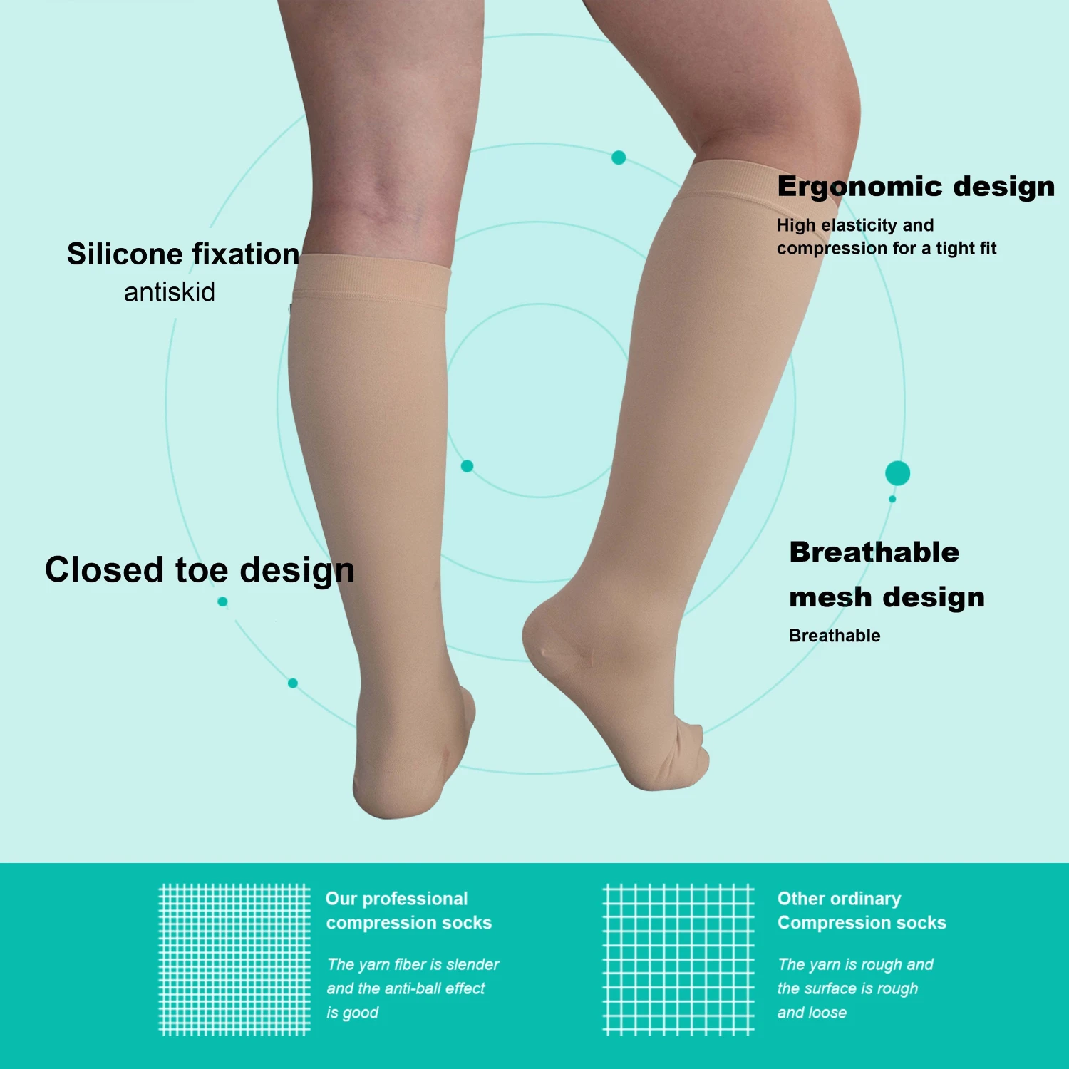 DEKAXID 오더 A 사이즈 업, 막힌 발가락 무릎 높이 종아리 압박 양말, 남녀공용, 20-30 mmHg 졸업 지지대 엑스트라 W 