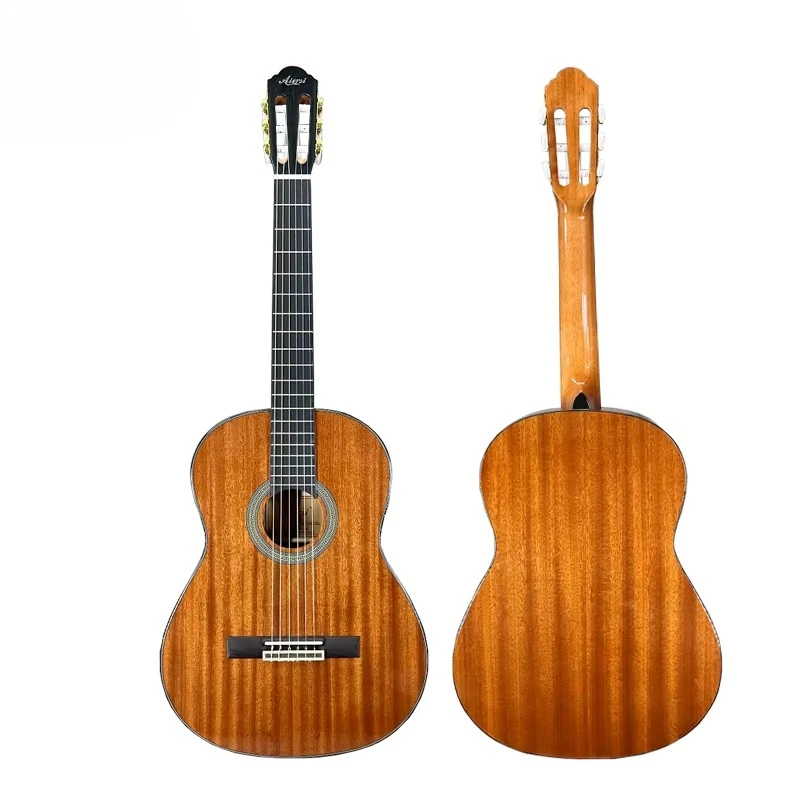

Glossy Mahogany Body Classical Guitar Vintage Nylon String Handmade Music Instrument Low Price
