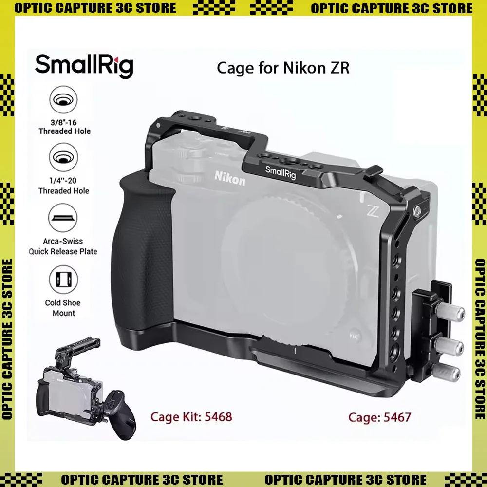 

SmallRig ZR Camera Cage for Nikon ZR w Cable Clamp Silicone Handle Built-in Arca-Swiss Quick Release Plate for Arca Tripod 5467