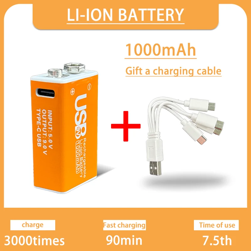 

2025 AA Rechargeable Lithium Battery 9V with Charging Case 1000mAh Large Capacity Compatiable for Camera, Gamepad, GPS, Toy