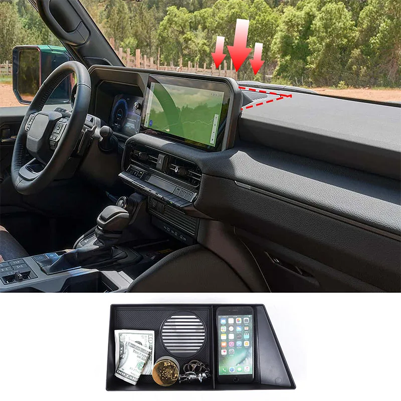 For Toyota Land Cruiser Prado 250 LC250 2024+ ABS black car navigation screen storage box mobile phone tray car accessories RHD