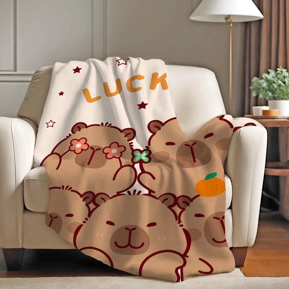 

Cute Cartoon Capybara Blanket Soft and Skin Friendly For Couch Bed Napping Bedspread All Seasons Comforter