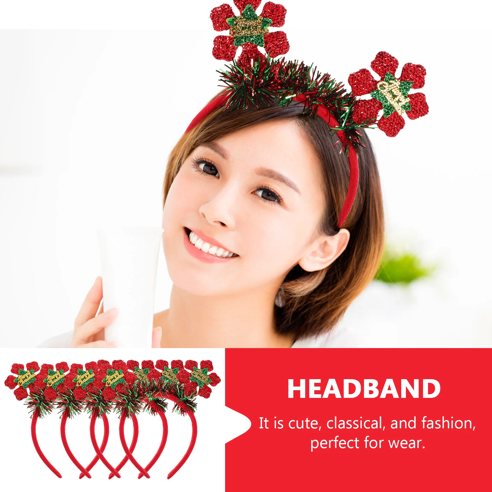

4pcs Snowflake Headband Hair Hoop For Christmas Party Headdress Lightweight Comfortable Fun Accessory Kids Adults