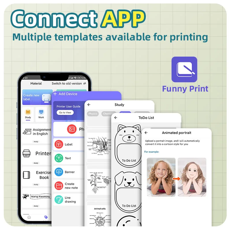 DOLEWA D2 Doodle طابعة محمولة حرارية ورقة ملصق ملصق ورقة طابعة صانع الملصقات اللاسلكية لطباعة الصور بنفسك