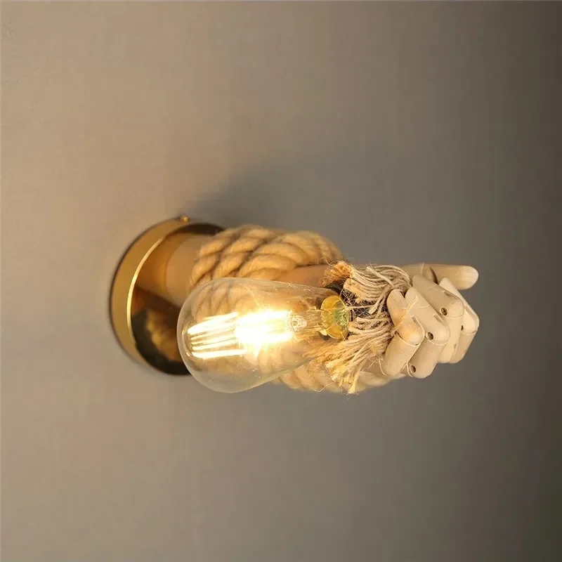 

Nordic Hemp Rope Wall Lamp Led Indoor Lights Corridor Aisle Retro Industrial Style Sconce Light Fixture