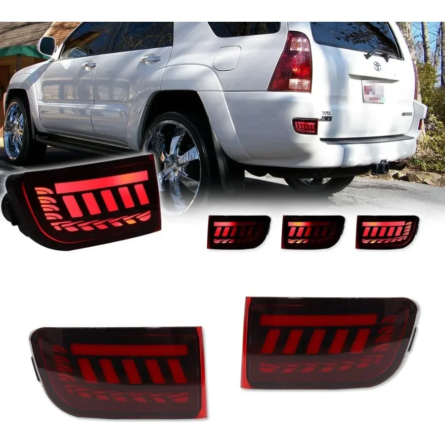 

Для 20032005 4Runner 20022009 Land Cruiser Prado 120, отражатель заднего бампера, последовательный указатель поворота, стоп-сигналы с красным цветом