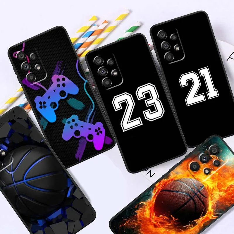 

Basketball Football Numeral For Samsung A73 A72 A71 A55 A54 A53 A52 A51 A13 A22 A16 A15 A05s A14 A05 A06 5G Black Phone Case