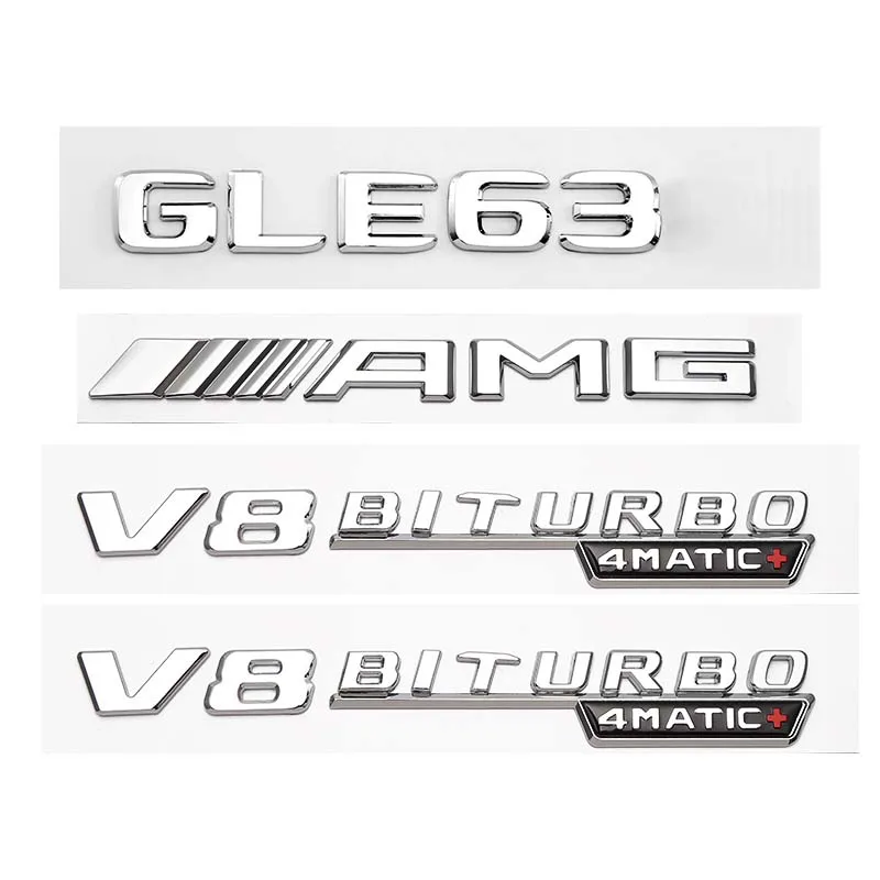 

ABS Fender Side Sticker V8 BITURBO 4MATIC Rear Trunk Badge Star Emblem AMG Sticker For Mercedes Benz GLE63 W166 V167 Accessories