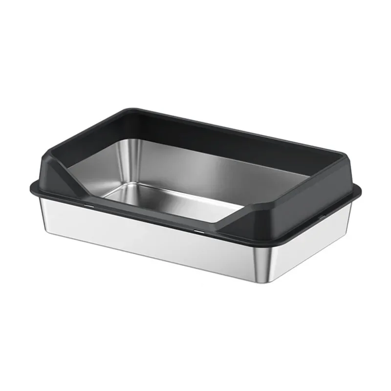 oversized stainless steel cat litter box, giant semi-enclosed cat toilet