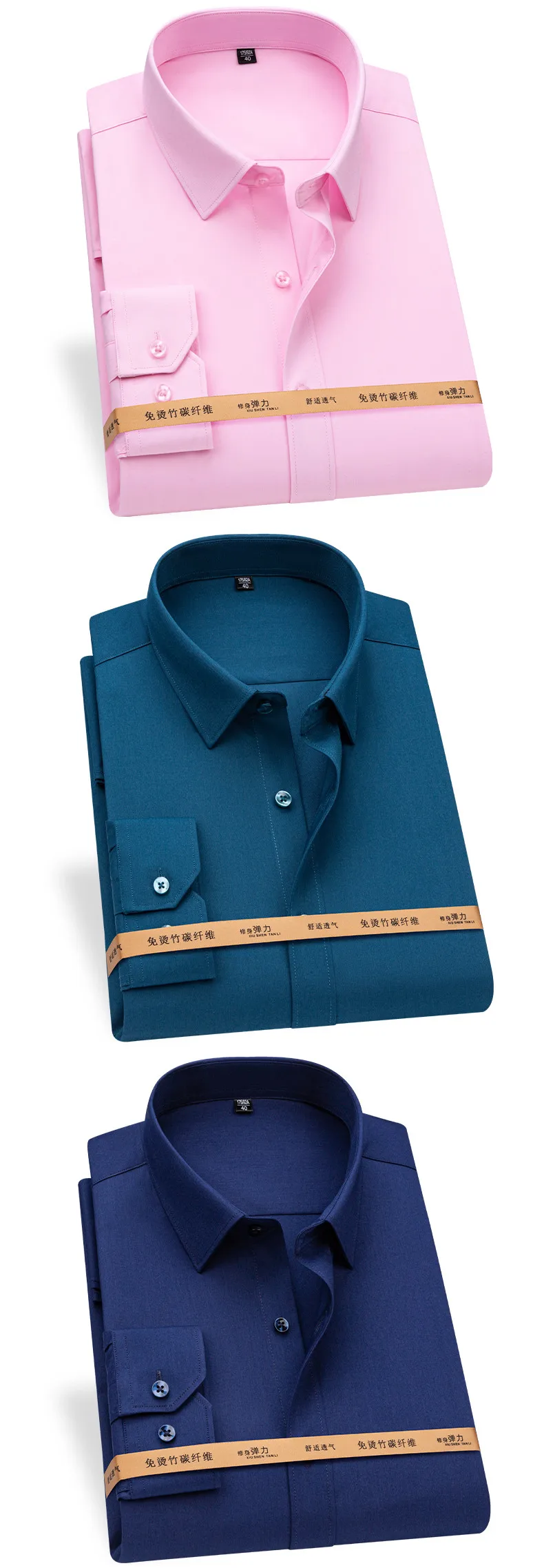 Plus 8XL 7XL 6XL 5XL Bambusfaser-Hemden für Herren Langarm Frühling Knitterfrei Formell Weich Lässig Gestreift Business Gesellschafts-Hemd – Detail 12