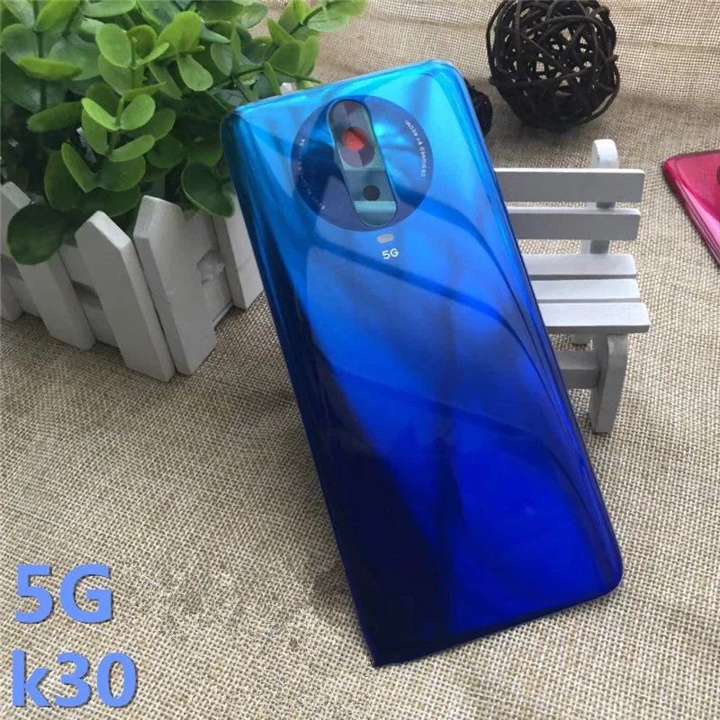 Coque arrière en verre pour Xiaomi Redmi K30, 5G, K30i, remplacement de la batterie du téléphone, réparation de la coque arrière, autocollant de logo