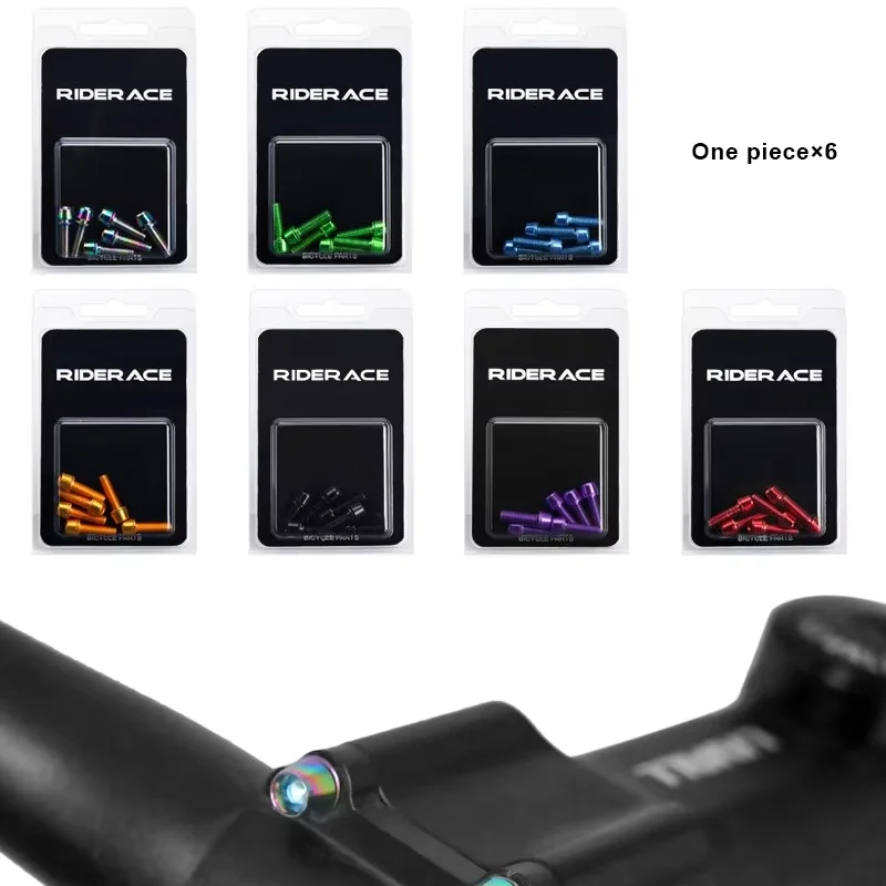 Bicycle Handlebar Screws M5 18MM 6 PCS/SET Titanium Plated Colorful Alloy Steel For MTB Road Bike Stem Riser Screw In Bolts