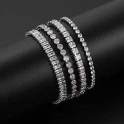 Iced Out Zircon Tennis Bracelet For Women Luxury Crystal Bracelets Men's Hand Chain Hippie Trendy Accessories Jewelry Gifts