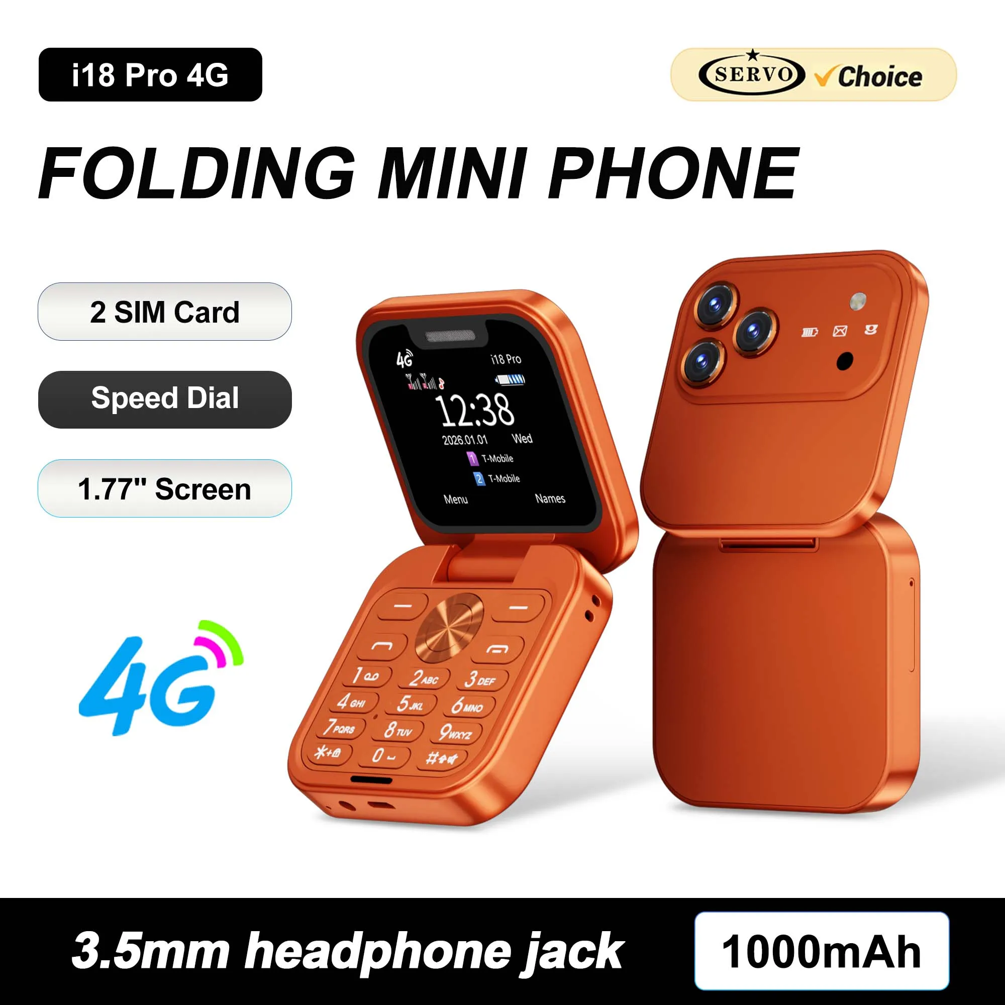 SERVO I18 PRO 4G Foldable Mini Cellphone 1.77