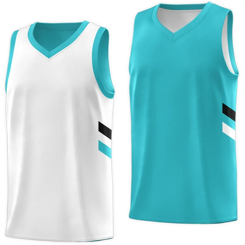 Customized Basketball Suit With Team Name Pattern Vest, Men's Colorful Striped Basketball Shirt, Summer Sports V-Neck Vest