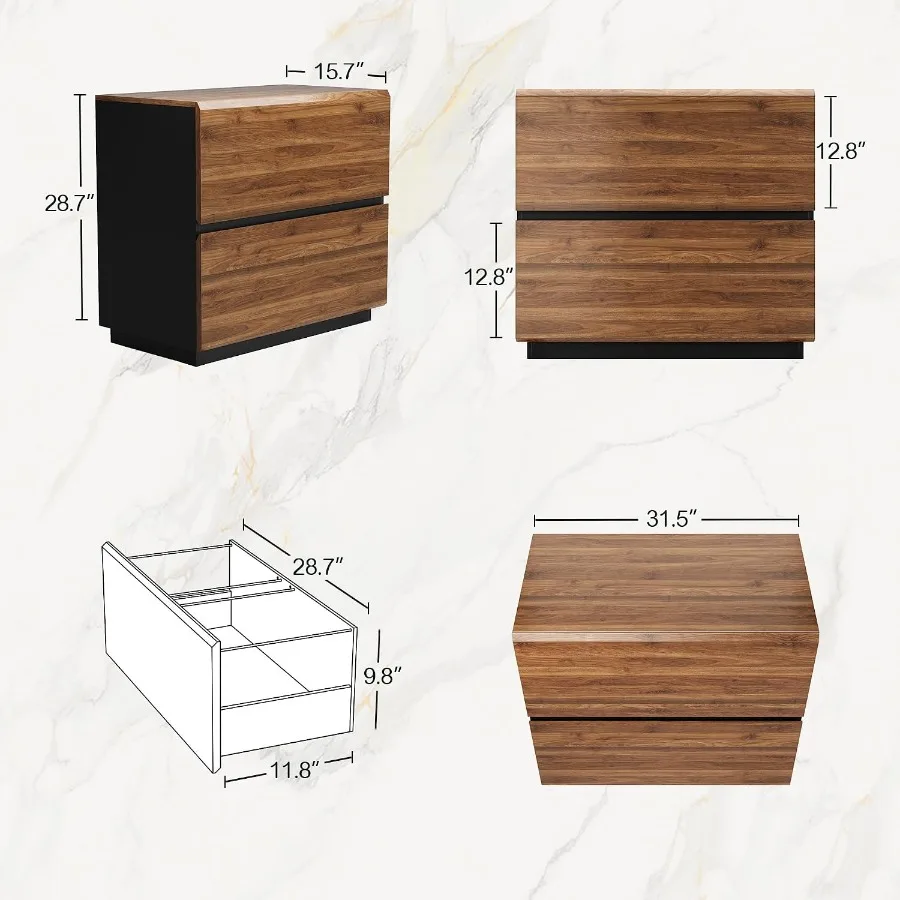 Home Office 2-Drawer Lateral File Cabinet, Steel, Matte Black, Space-Saving Design with Smooth-Gliding Drawers