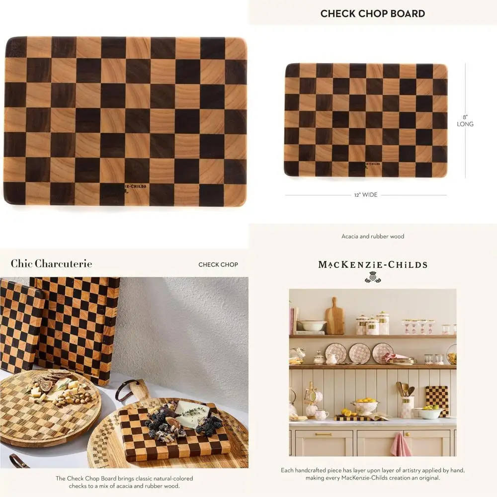 

Деревянная сервировочная и разделочная доска Charcuterie, 8 x 12 дюймов, клетчатый узор для использования на столешнице
