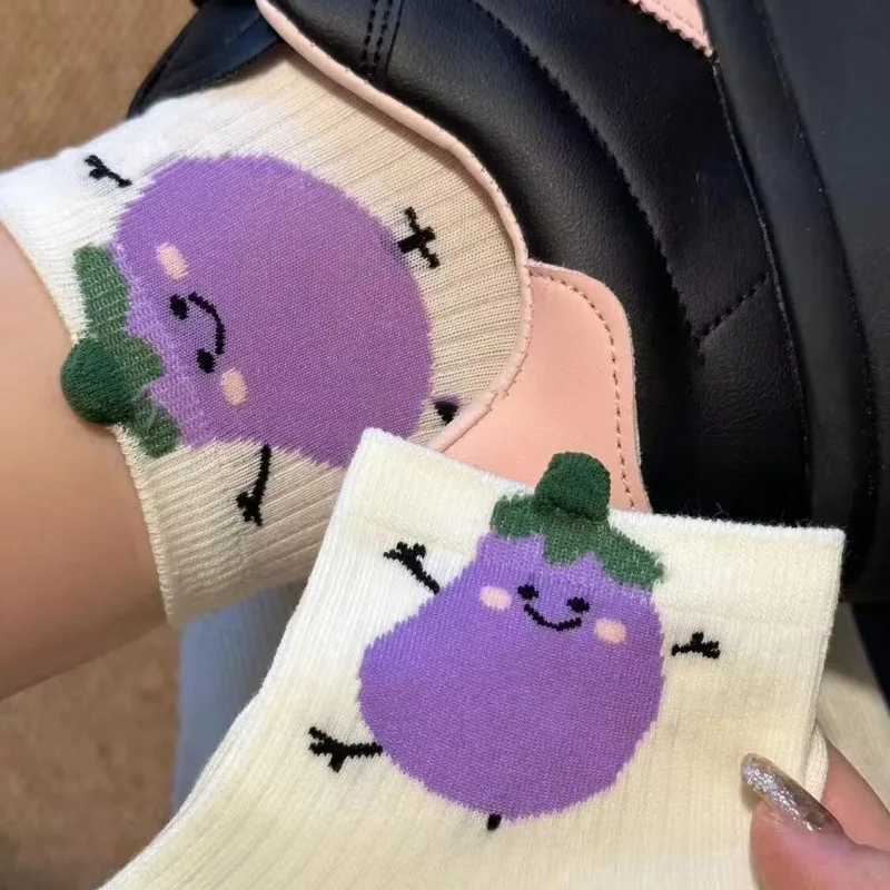 الجوارب النسائية اليابانية Kawaii الكرتون الخضروات لطيف الحلو تنوعا جودة عالية جوارب قطنية مريحة لفتاة بالجملة #3