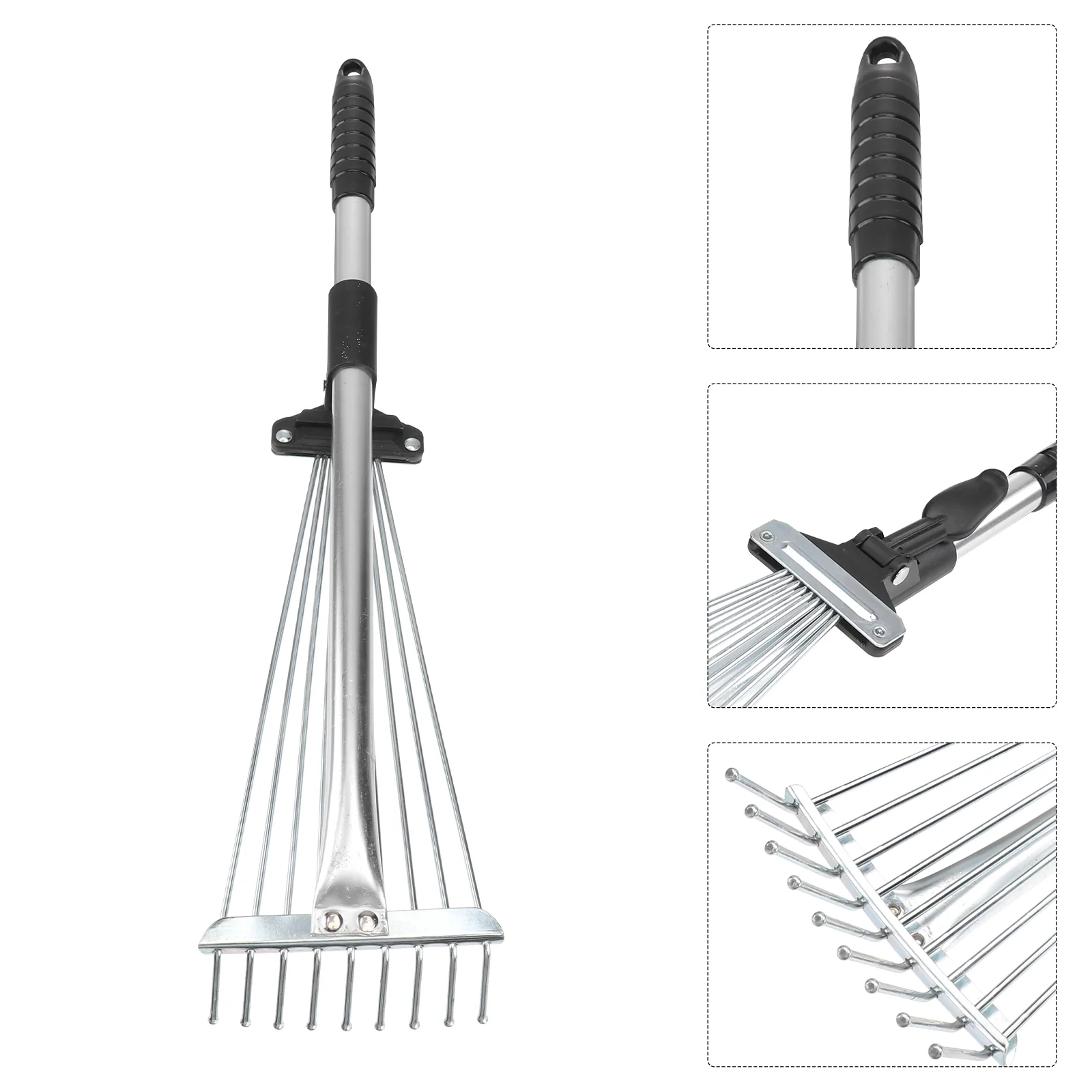 

Spring Tine Rake Cleaning Gadgets Garden Handle Stainless Steel Leaf Tool Travel