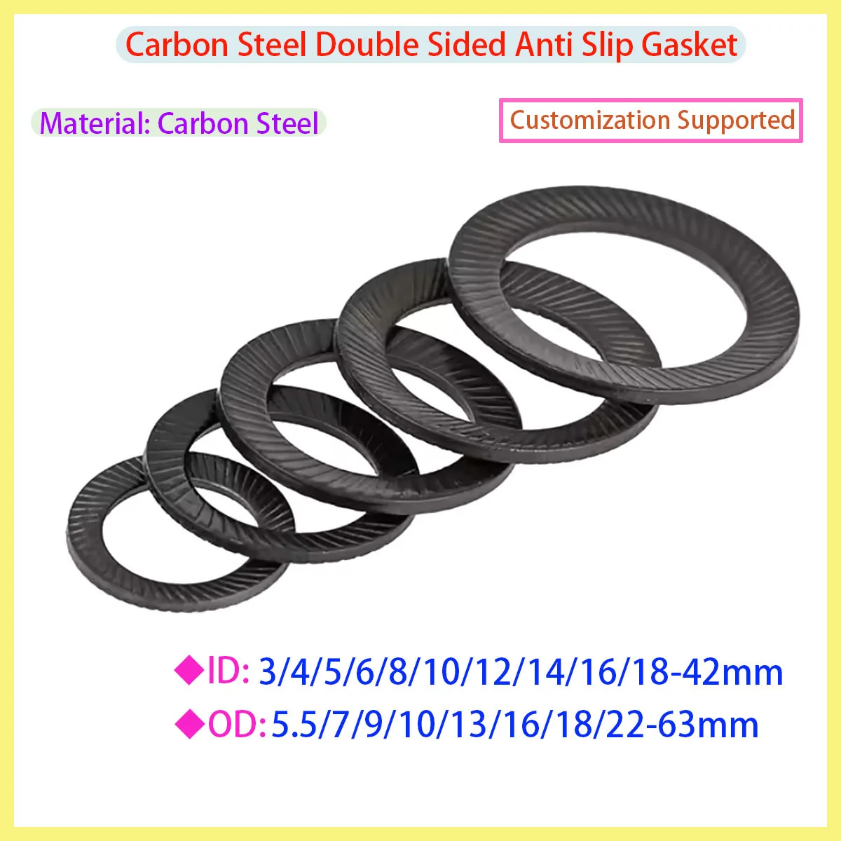 304 Stainless Steel/Carbon Steel Round Double-Sided Serrated Lock Washers - Anti-Loosening Stop Gaskets M3-M42