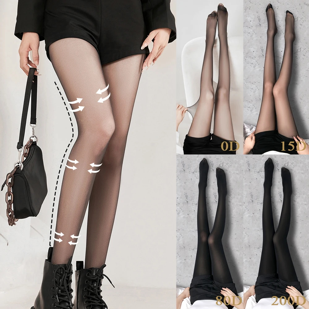 Schwarze Strümpfe Leggings Strumpfwaren schlank atmungsaktiv durchsichtig Anti-Haken ultra dünne Strumpfhose колготки женские medias Seiden strumpfhose – Detail 2