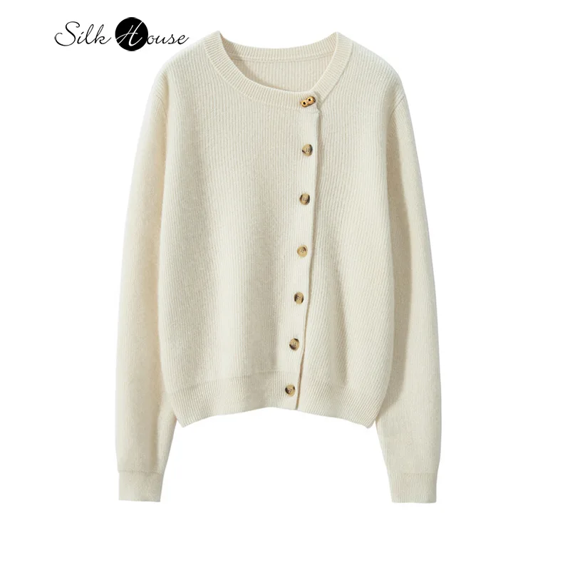 

Женская осенне-зимняя модная новая мягкая клейкая куртка из 30% кашемира, 70% шерсть, однотонная вязаная куртка с воротником-стойкой и длинными рукавами