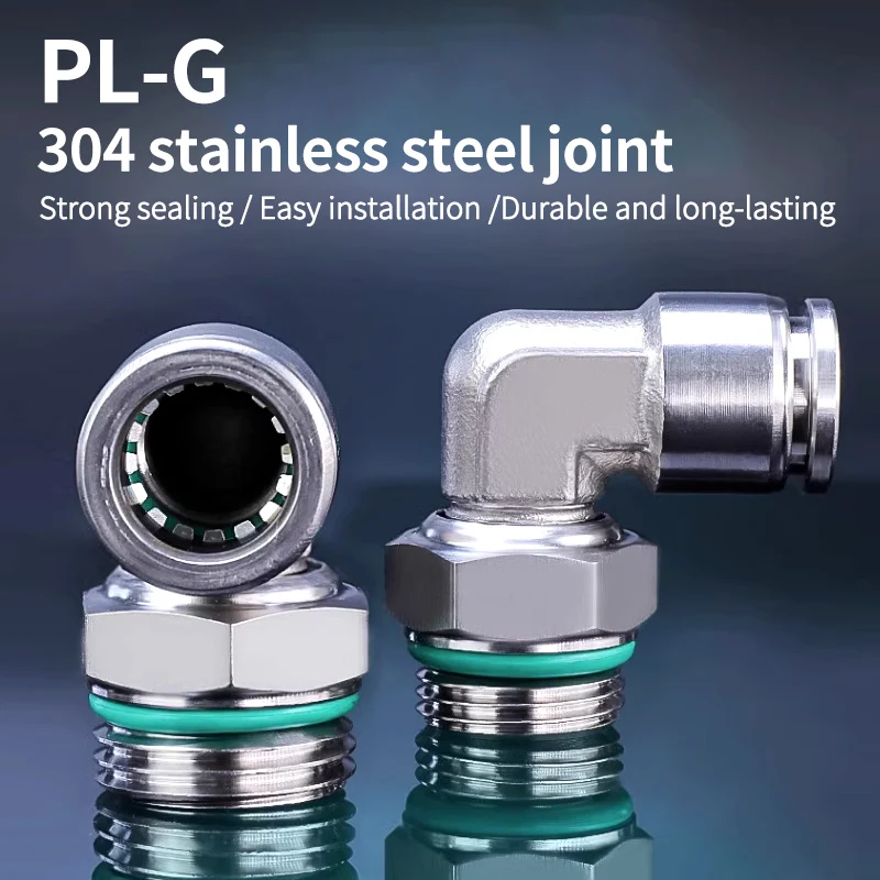 304 Stainless Steel Pneumatic Hose Fitting PL Air Tube Connector 1/8 1/4 3/8 1/2 BSP Quick Release Pipe Fittings