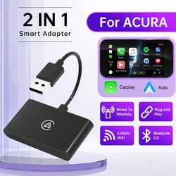 Nowe bezprzewodowe Mini pudełko 2 w1 dla ACURA CarPlay z systemem Android Adapter bezprzewodowy Smart Mini Box Plug & Play Dongle BT WiFi Fast Connect