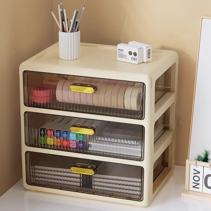 Desktop Storage Box Drawer Office Desk Stationery Cosmetics Storage Box Organizing Multi-layer Shelf Cabinet