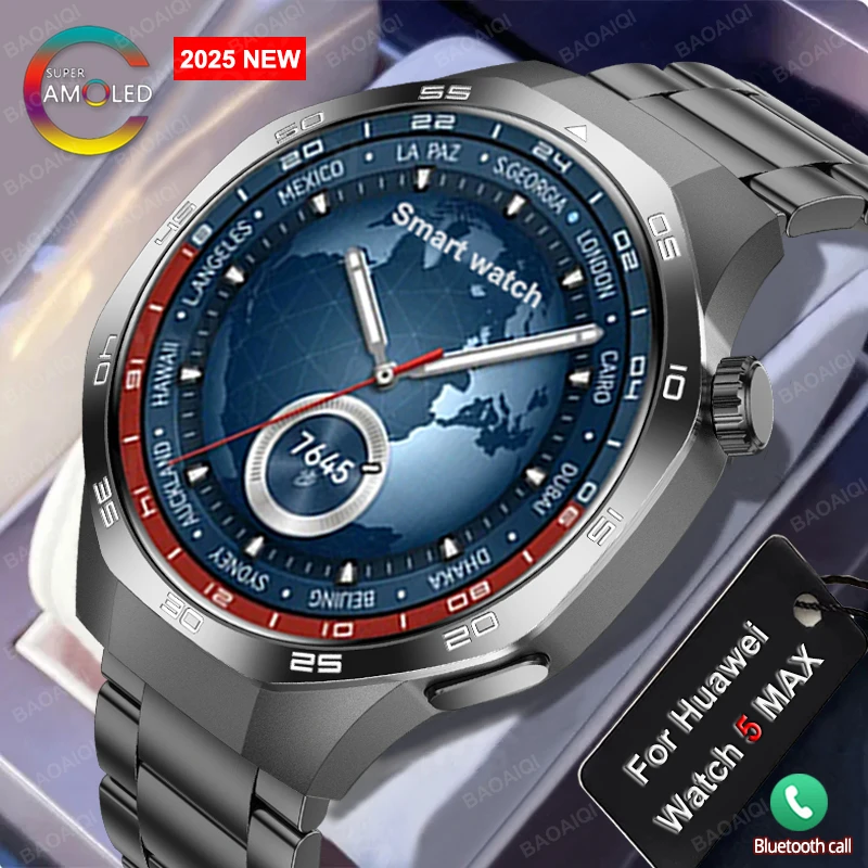 Smart Watch da uomo HD Bluetooth chiamata SOS assistente vocale orologio calendario NFC bussola sportiva frequenza cardiaca Smartwatch per Huawei Xiaomi