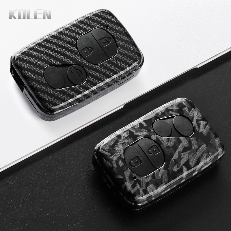 ABS Carbon Fiber Style Car Key Case Cover For Toyota Aqua RAV4 Land Cruiser Camry Prado Corolla Prius Protected Fob Accessories