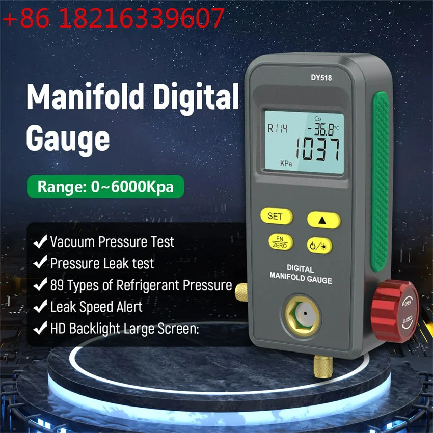 YAORefrigerant vacuum gauge Pressure Temperature Electronic Manometer Gauge Tester Digital Manifold Gauge for Car Air Conditione