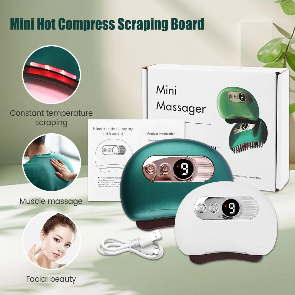 Electric Guasha Massager Hot Compress Vibration Scraping Board Massage Neck Back Massager Face Skin Gua Sha Facial Lifting Tool