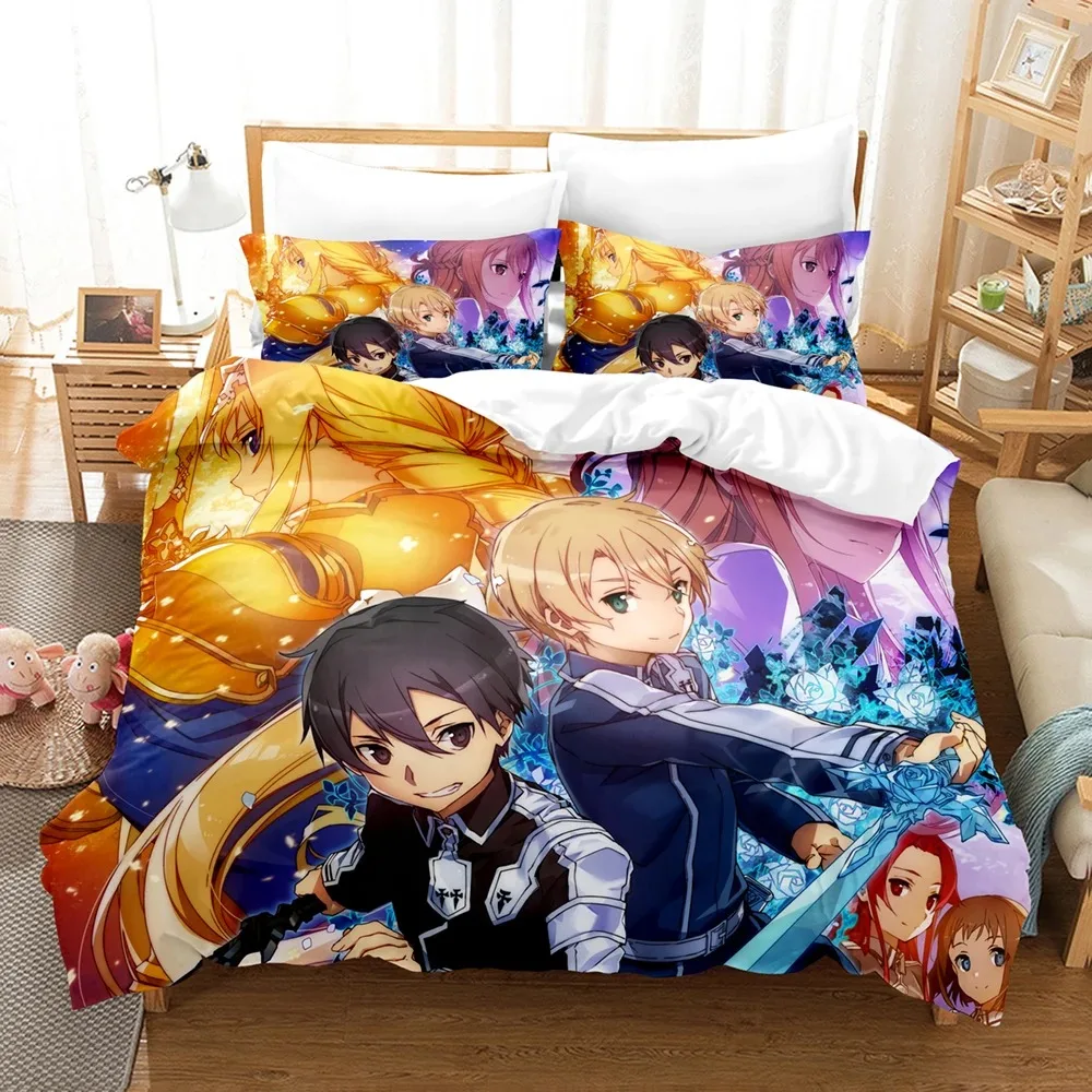 

3D Print Anime Sword God Domain Bedding Sets Duvet Cover Set With Pillowcase Twin Full Queen King Bedclothes Duvet Cover