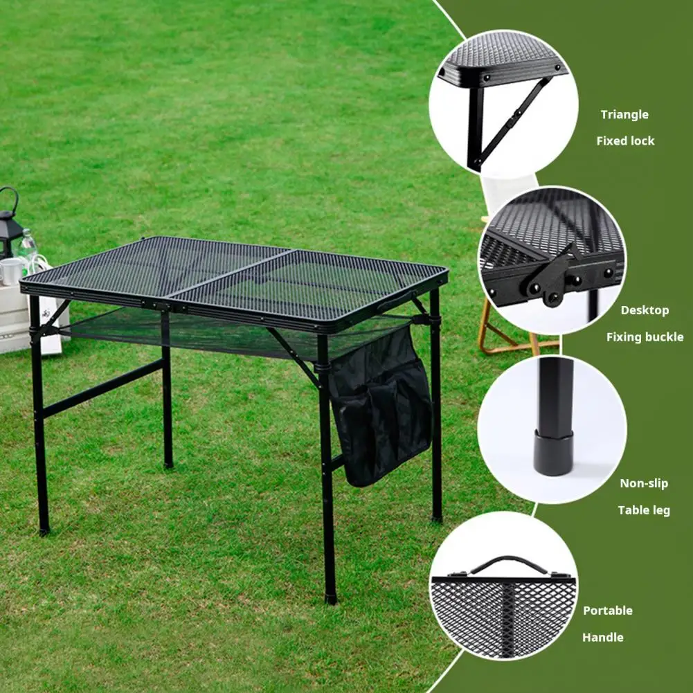 

Folding Picnic Table Lightweight Aluminum Alloy Folding Table for Outdoor Activities with Adjustable Height Side for Camping