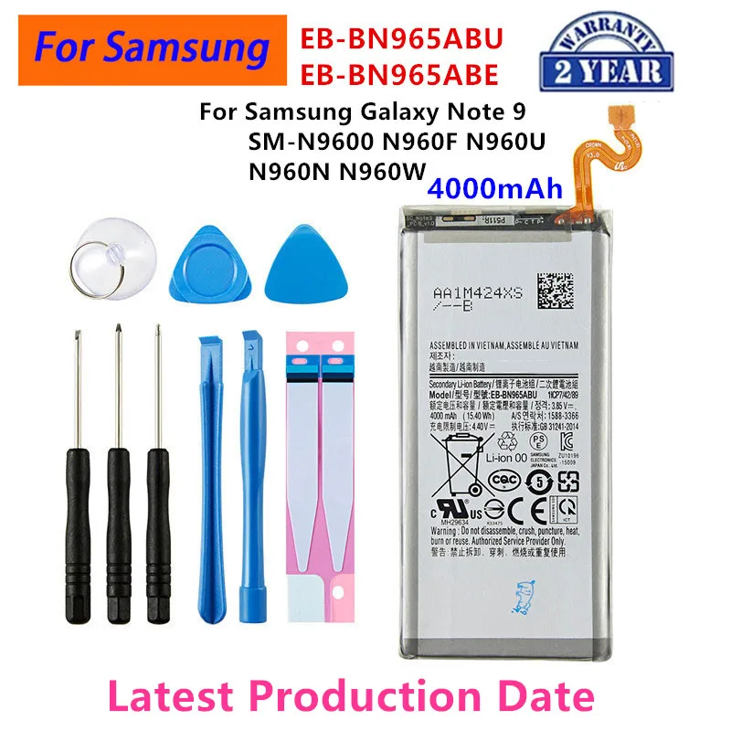 

Brand New EB-BN965ABU EB-BN965ABE 4000mAh Battery for Samsung Galaxy Note9 Note 9 SM-N9600 N960F N960U/N960N N960W +Tools