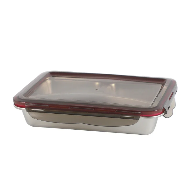 

Plate 304 stainless steel lunch box with lid lunch box grid office worker sealed food storage food grade