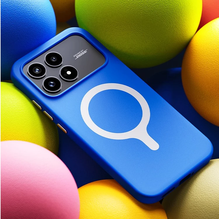 Modische Candy-Farben-Flüssigsilikon-Magnetische Hülle für Poco F9 Ultra F9 F8 Pro für Magsafe Kabelloses Ladegerät Vollschutz-Cover