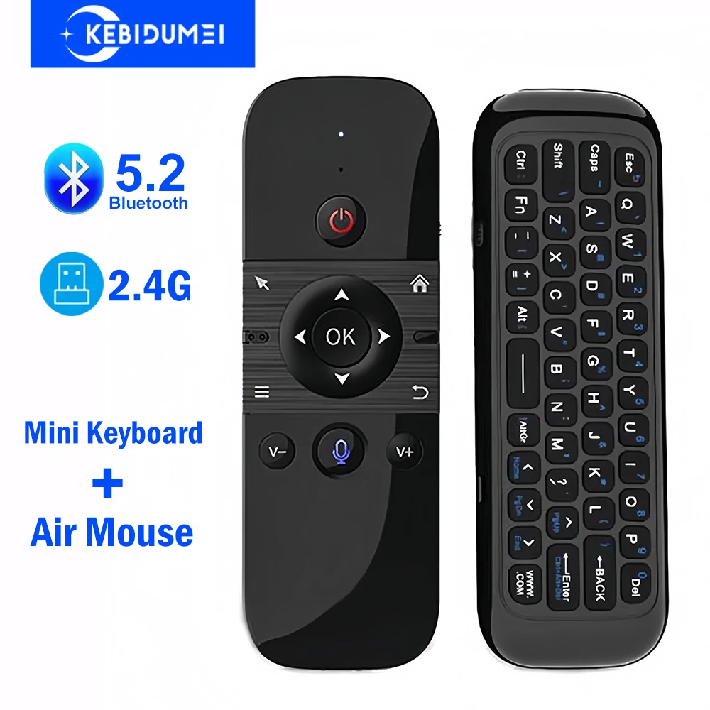 Bluetooth 5.2 Keyboard Wireless Mini Keyboard Rechargeable Keyboard with 2.4G Wireless Voice Control Air Mouse for TV BOX Laptop