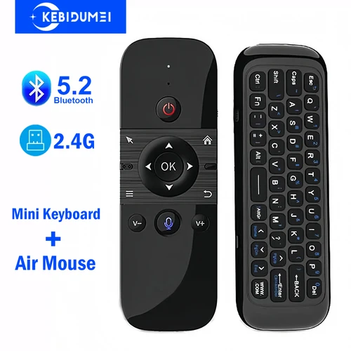 Teclado Bluetooth 5,2, Mini teclado inalámbrico, teclado recargable con Control de voz inalámbrico de 2,4G, Air Mouse para TV BOX y portátil