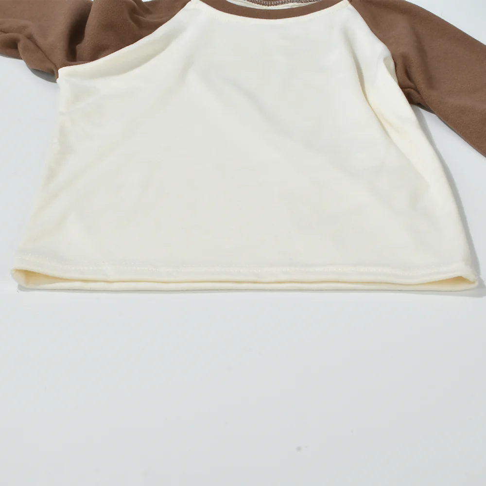 جديد الأطفال طويلة الأكمام الكرتون طباعة كتلة اللون قميص لطيف جولة الرقبة الأساسية تي شيرت للأطفال الكورية نمط الخريف الشتاء الأعلى #4