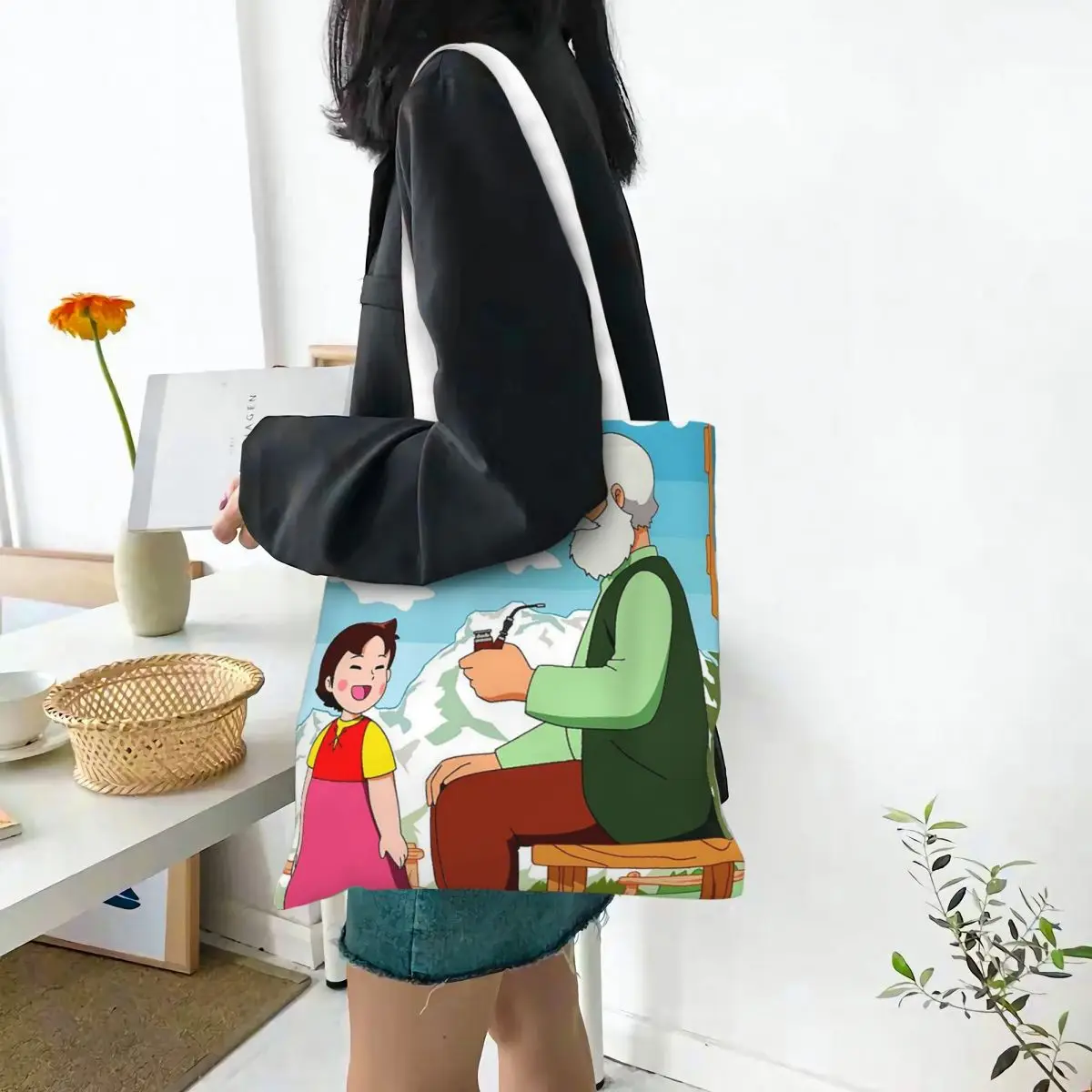 Heidi sacolas de compras de lona, sacola reutilizável para mulheres, bolsa de ombro, bolsa de viagem