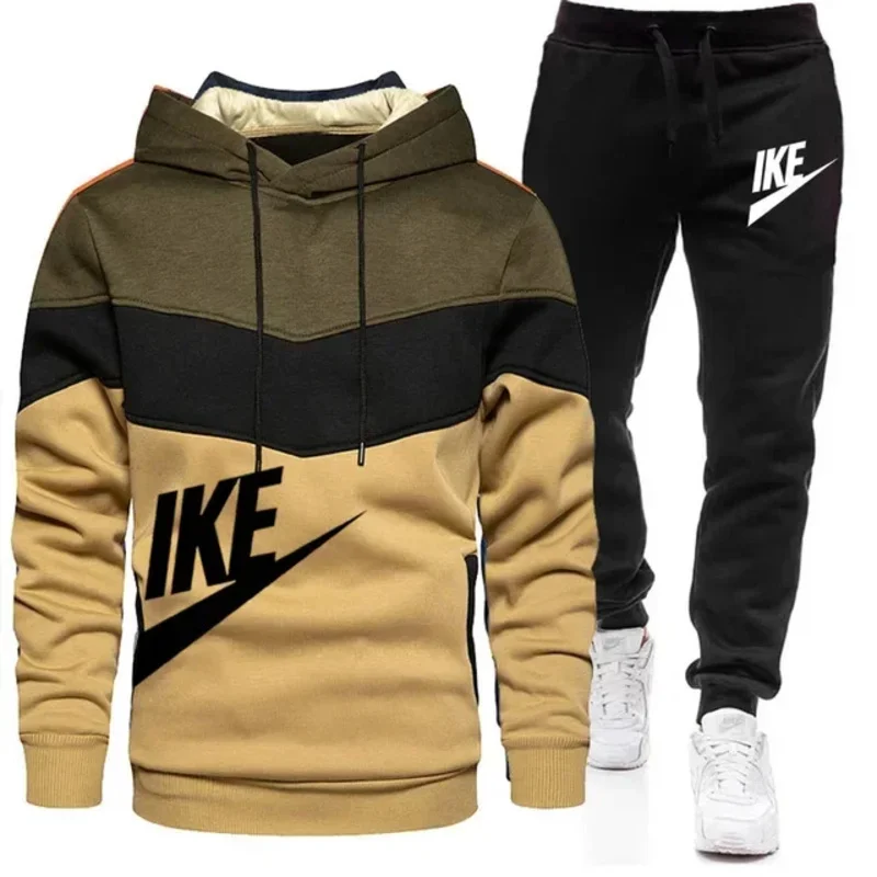 2024 New Men\'S Autumn Winter Sets Zipper Hoodie Pants Pieces Casual Tracksuit Male Sportswear Brand Clothing Sweat Suit